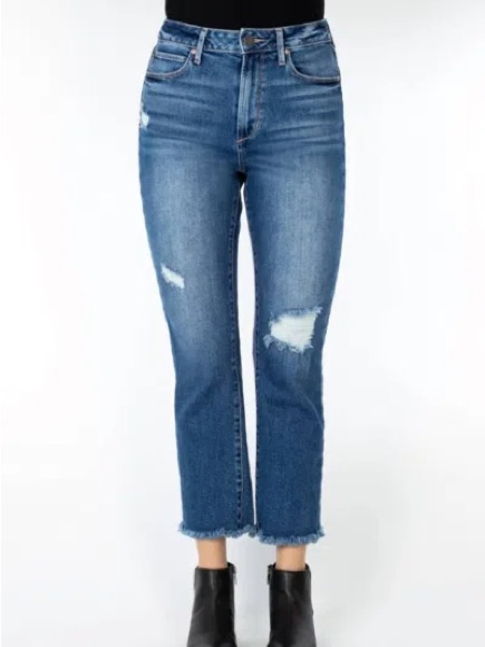 Articles Of Society Women's Medium Blue Straight-Leg Distressed Jeans